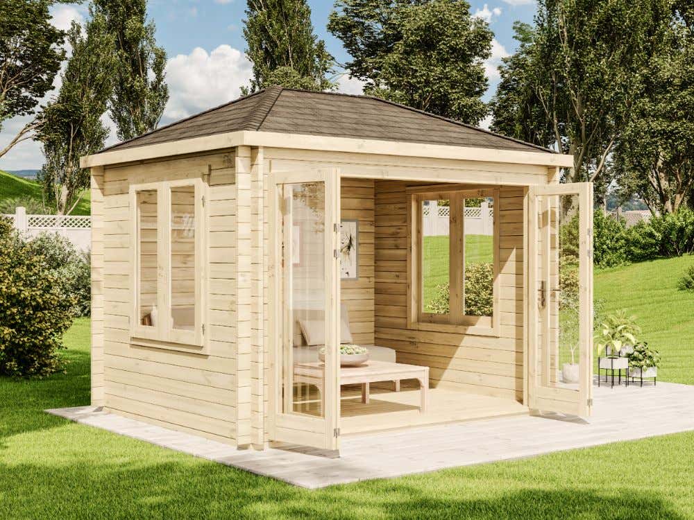 16 % Discount! Gartenhaus Summertime mit großer Falttür 9m² Unkategorisiert online kaufen