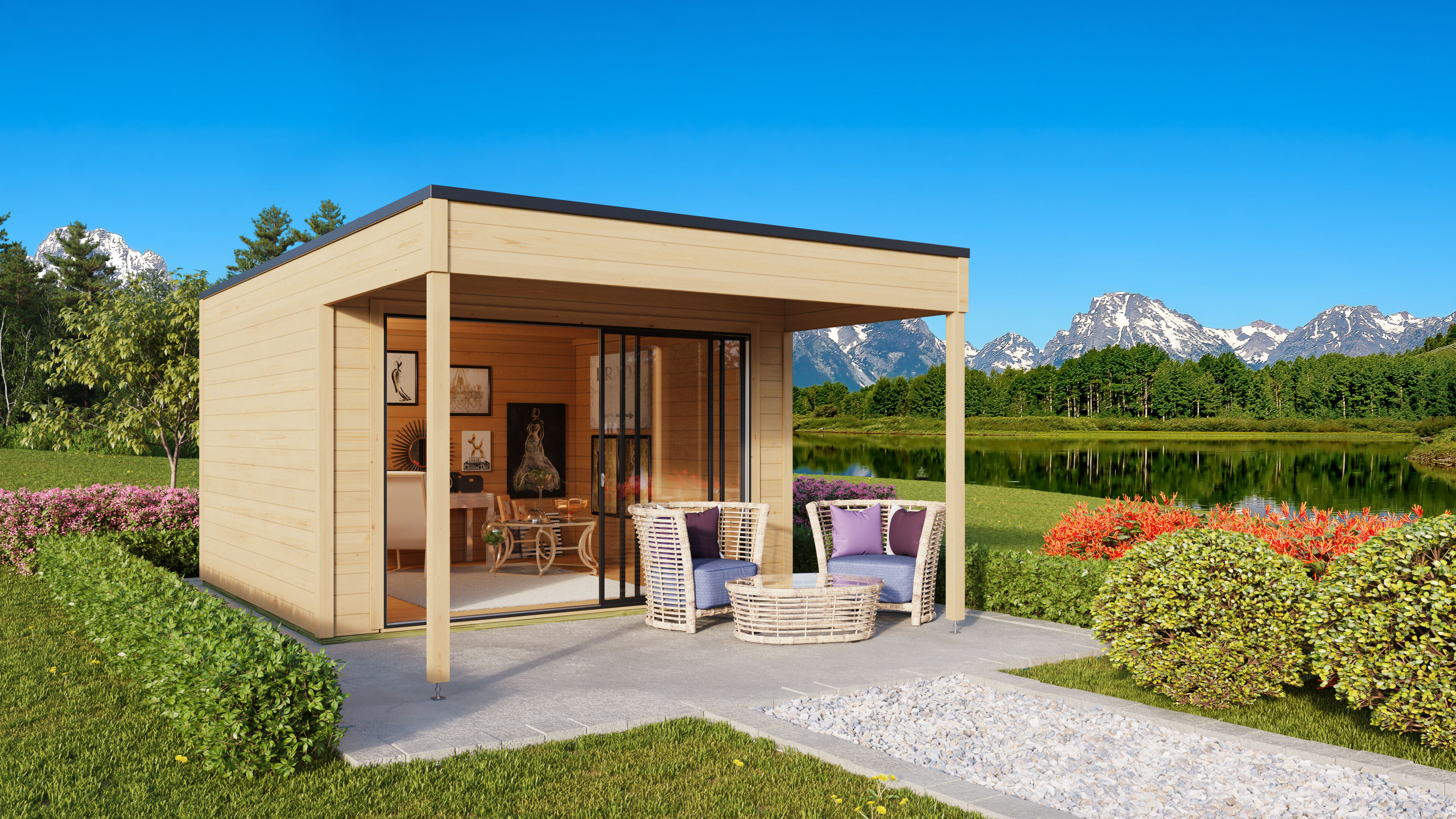 26% Rabatt ✓ 5 × 4 m | Gartenhäuschen Q-BIC Alu 44 A + VD | mit Schiebetüren | Vordach Unkategorisiert online kaufen