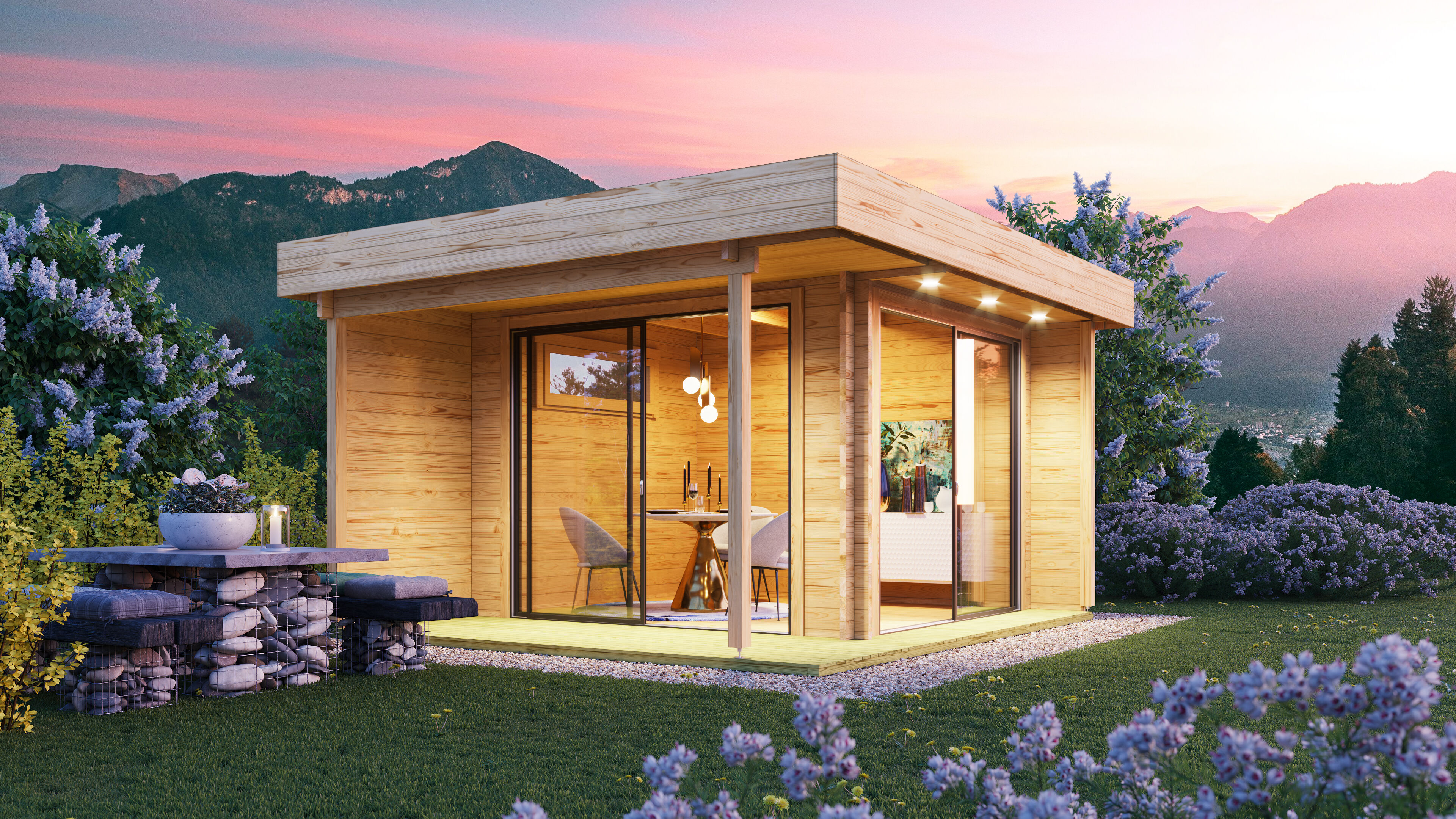 26% Rabatt ✓ 6 × 4 m | Gartenhäuschen Alu Concept Relax 70 D | mit Schiebetüren | Vordach | Flachdach | Terrasse Unkategorisiert online kaufen