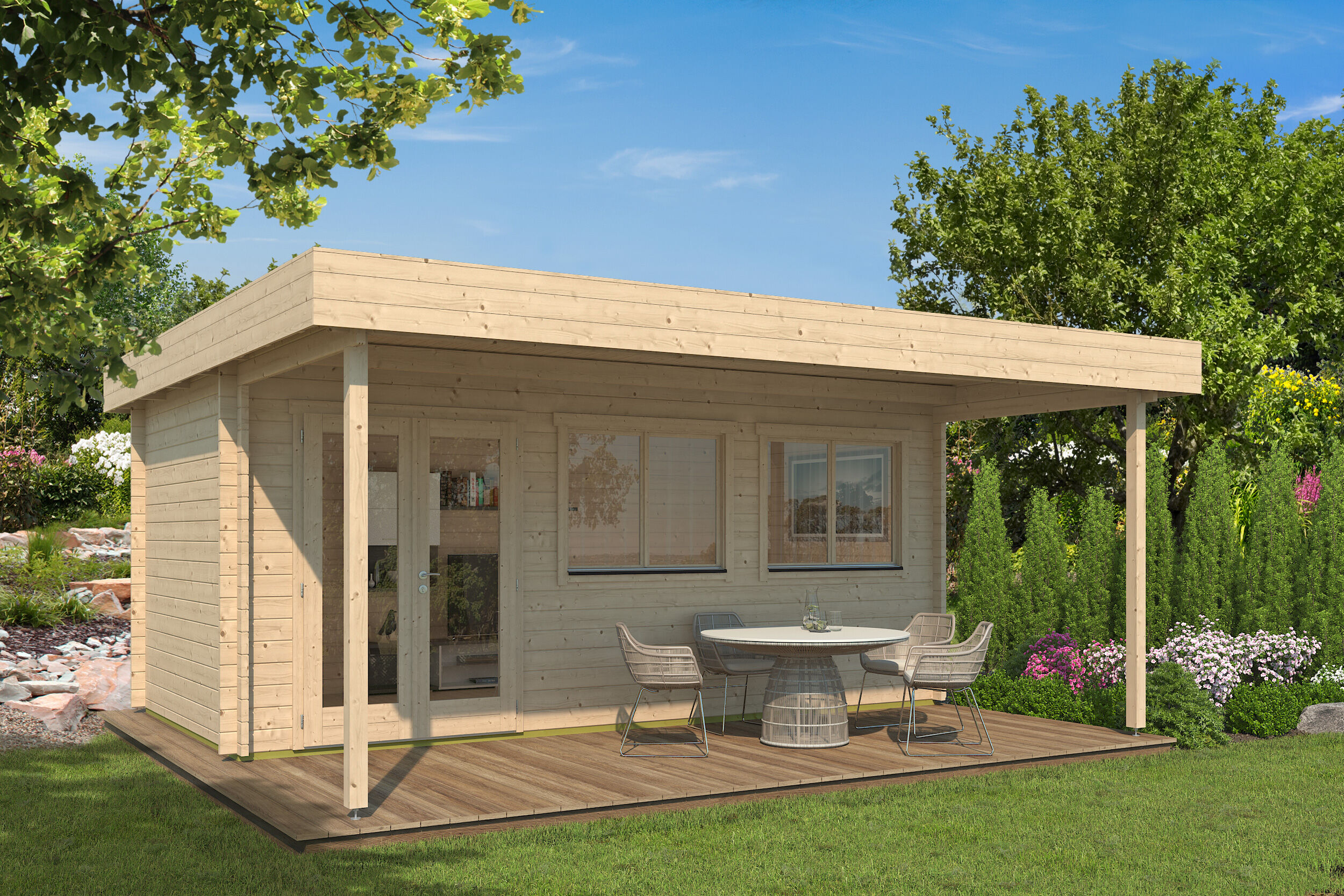 26% Rabatt ✓ 6 × 4 m | Gartenhäuschen Kurt 44 B mit Vordach | Flachdach | modern Unkategorisiert online kaufen 26% Rabatt ✓ 6 × 4 m | Gartenhäuschen Kurt 44 B mit Vordach | Flachdach | modern Unkategorisiert online kaufen