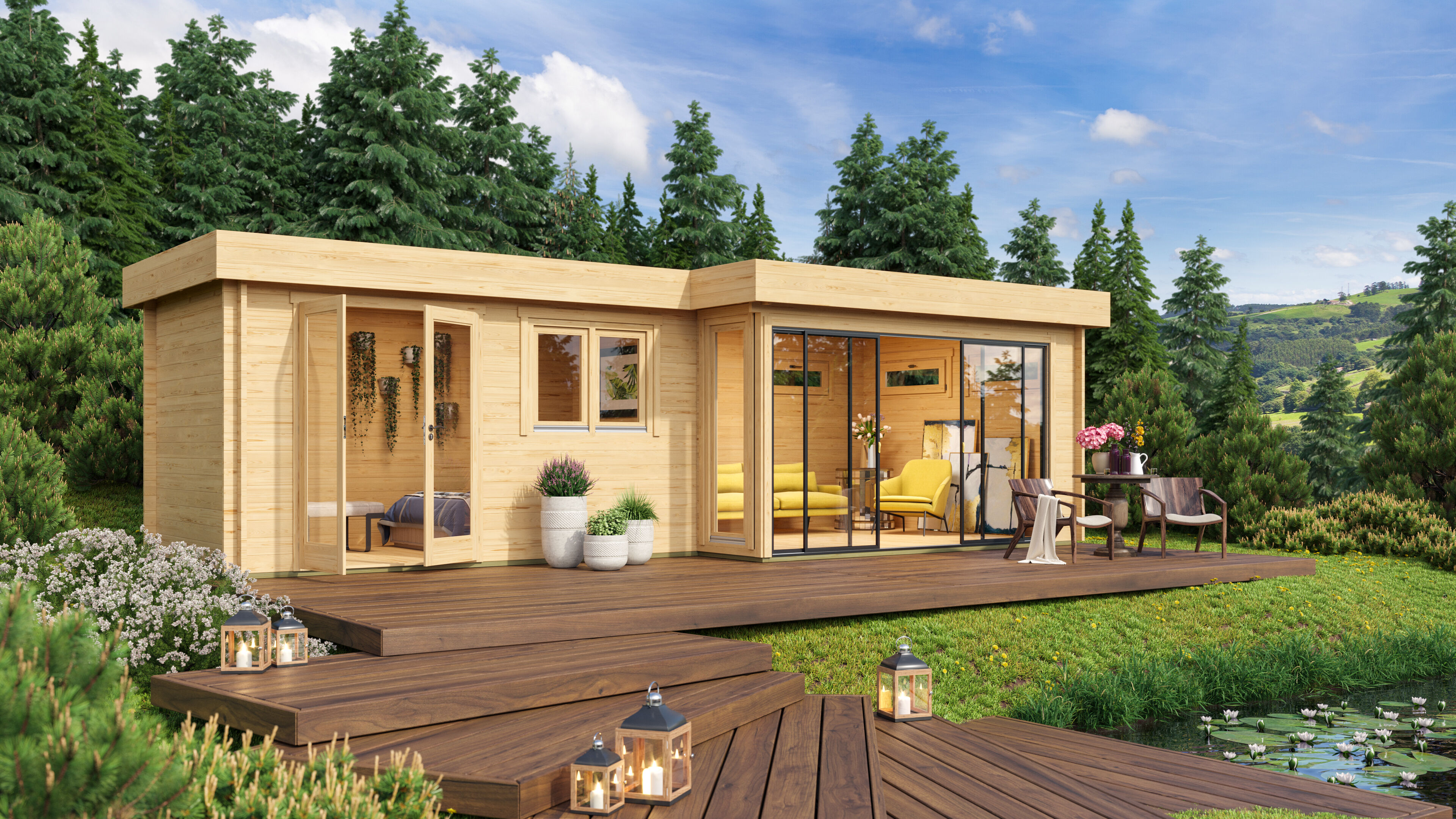 26% Rabatt ✓ 7 × 5 m | Gartenhäuschen Alu Concept 70 K | mit Schiebetüren | Flachdach Unkategorisiert online kaufen