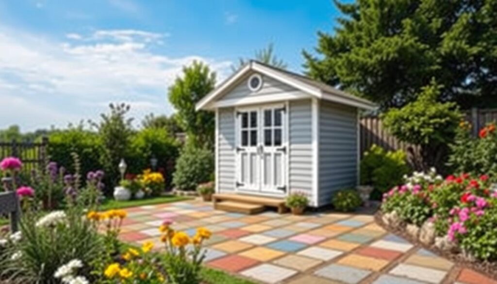 Gartenhaus auf Gehwegplatten Gartenhaus auf Gehwegplatten