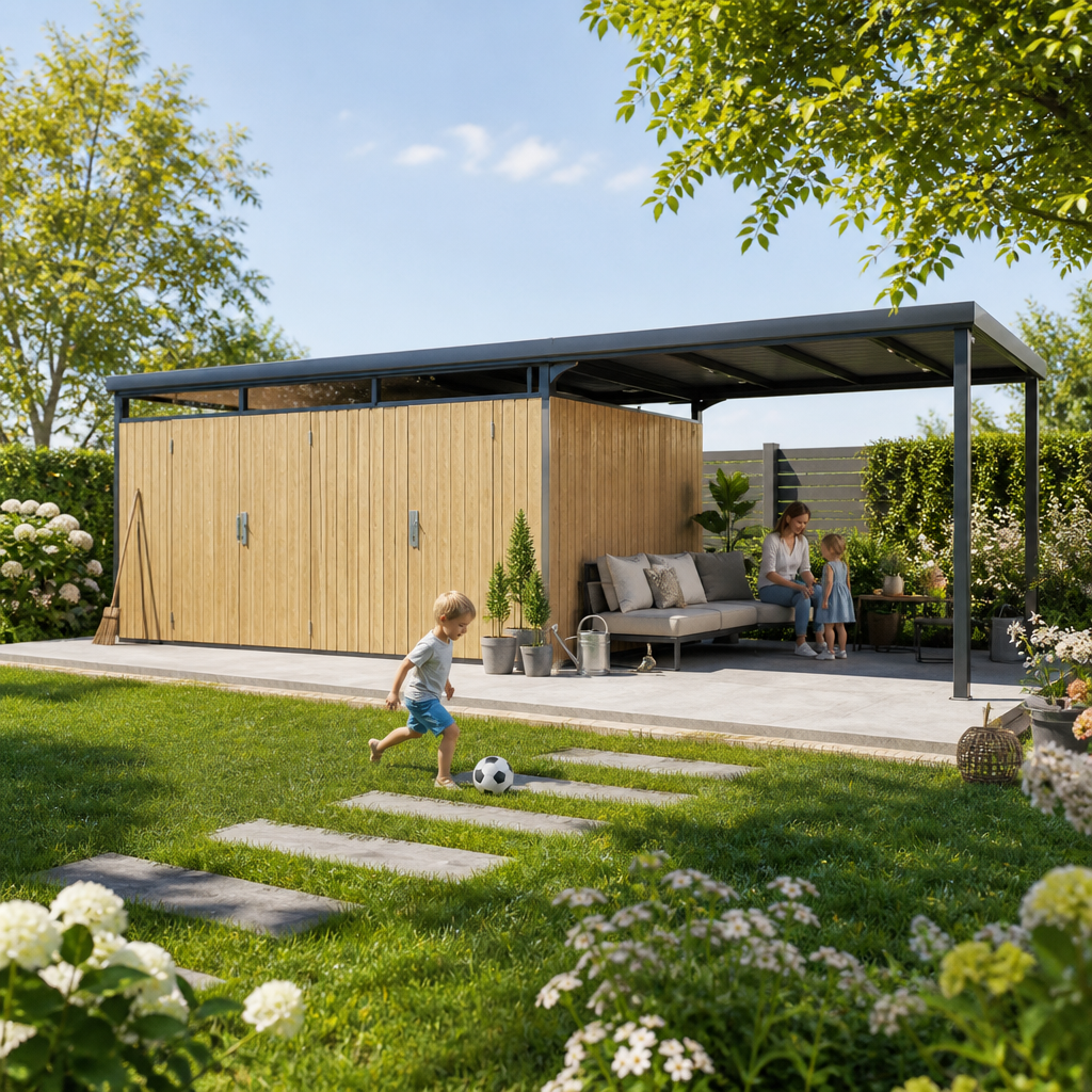 20% Rabatt ✓ 4 × 3 m | 2-Raum Metall Gerätehaus Skylight Duo 12,96 m² | 2 Raum | modern