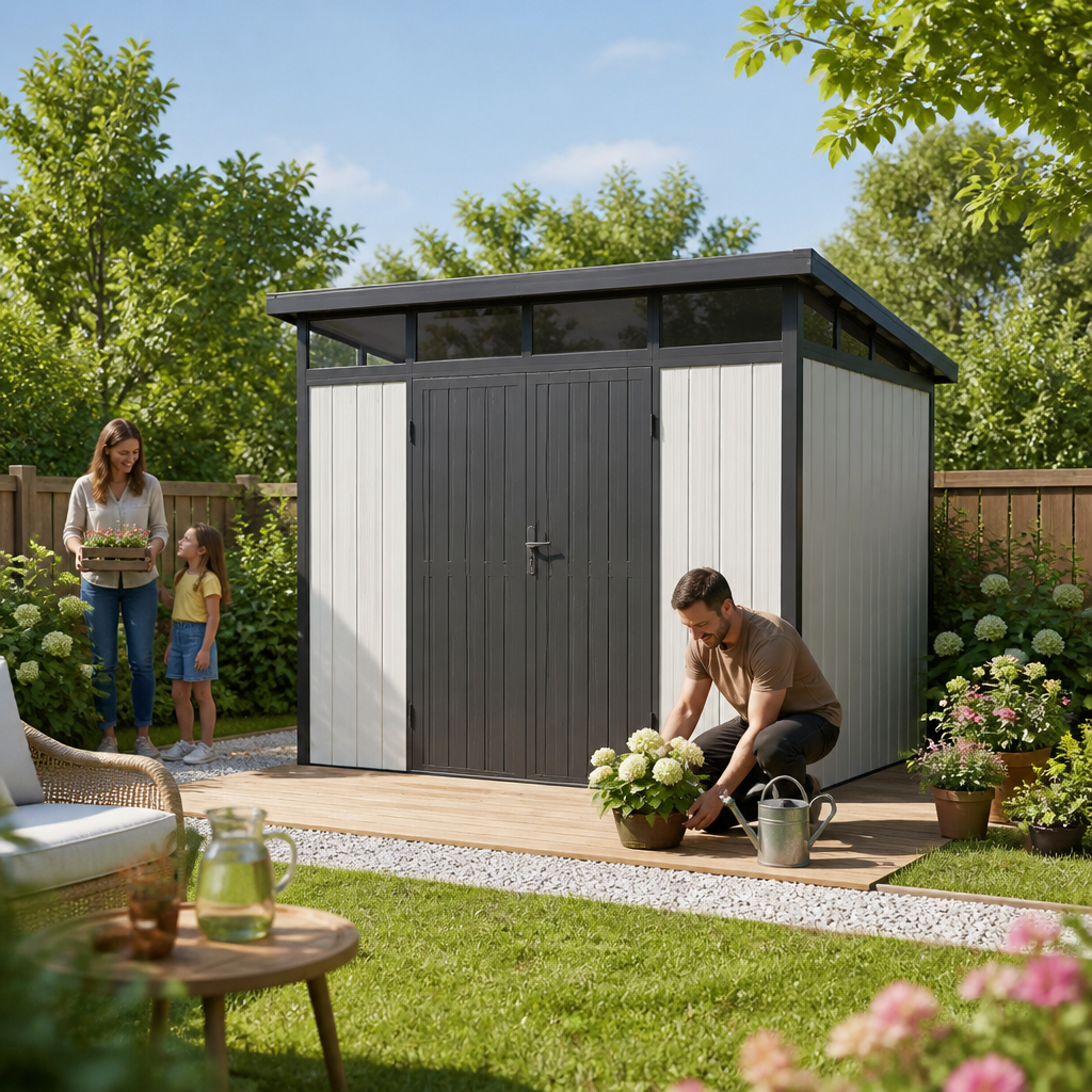25% Rabatt ✓ 3 × 2 m | WPC Gartenhaus Skylight Pent 6,10 m² | modern