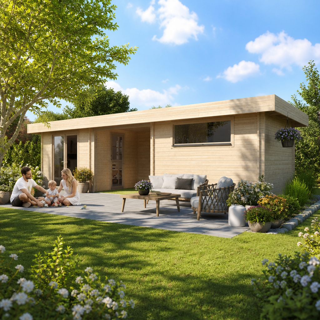 26% Rabatt ✓ 10 × 4 m | Gartenhäuschen Milan 44 | Flachdach | modern