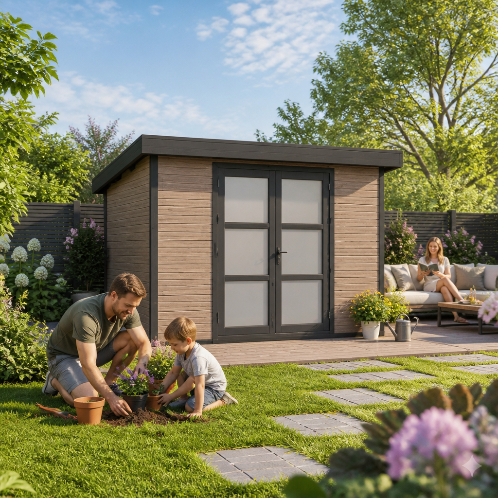 26% Rabatt ✓ 3 × 2 m | WPC Gartenhaus FineLine 5,8 m² Grau | modern
