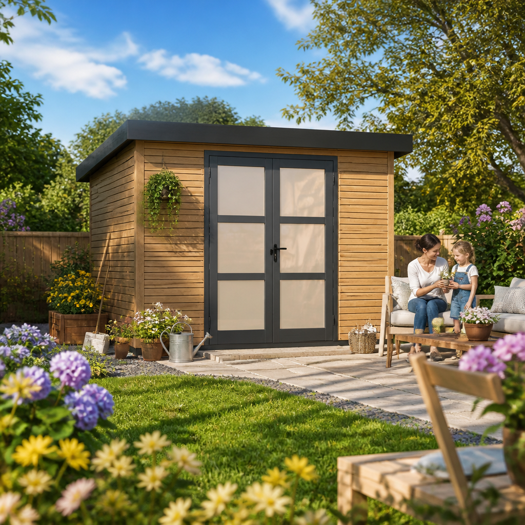 26% Rabatt ✓ 3 × 3 m | WPC Gartenhaus FineLine 8,4 m² Grau | modern