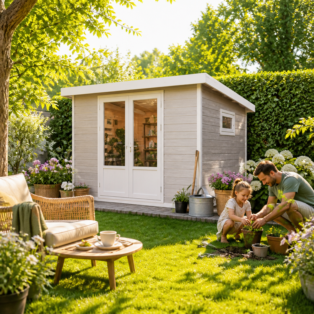 26% Rabatt ✓ 3 × 3 m | WPC Gartenhaus Ligno White 8,4 m² | modern