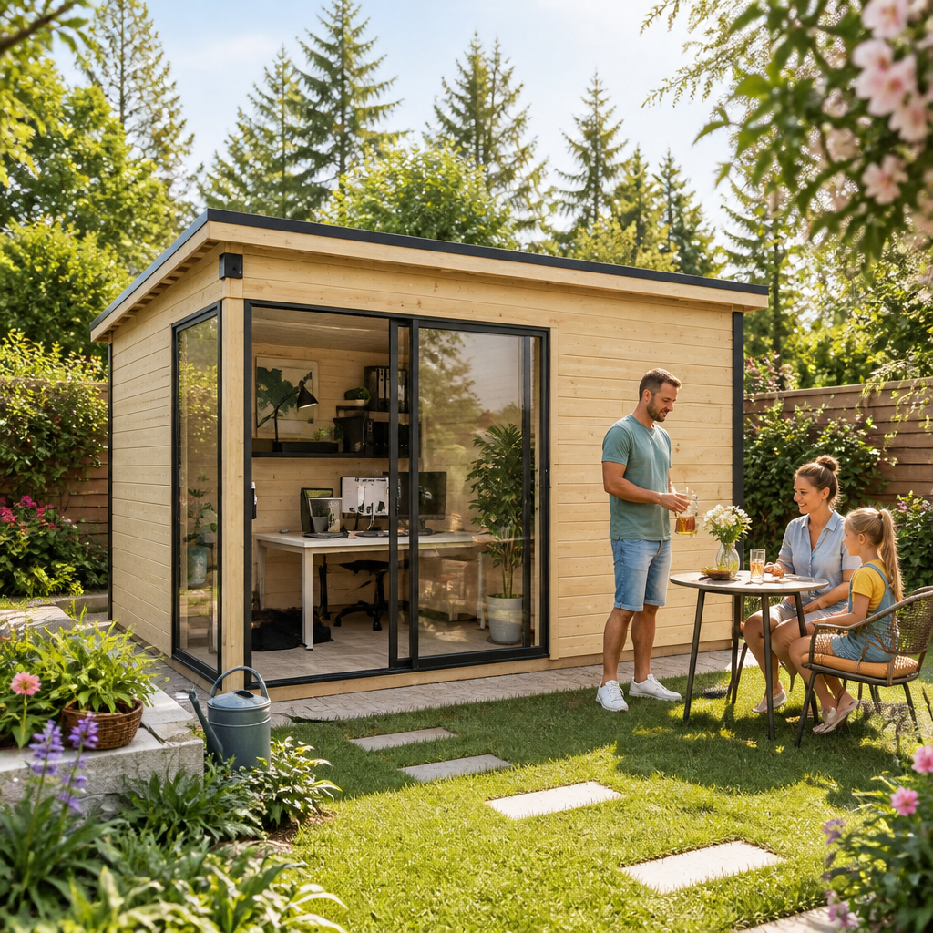 26% Rabatt ✓ 4 × 3 m | Gartenhäuschen Amrum-2 | mit Schiebetüren | modern