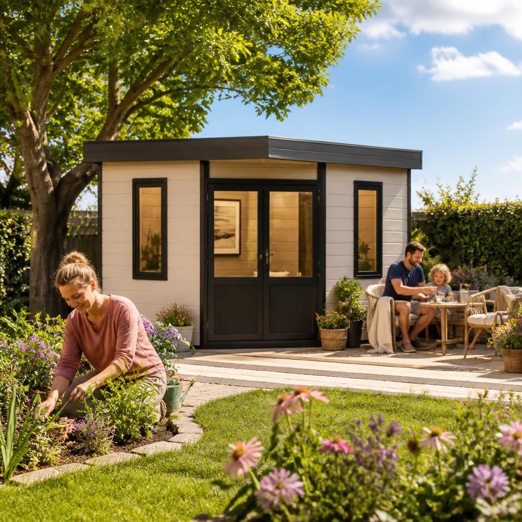 26% Rabatt ✓ 4 × 3 m | WPC 5-Eck Gartenhaus Style Classic | 5-eckig | modern