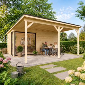 26% Rabatt ✓ 5 × 4 m | Gartenhäuschen Amrum-5 mit Vordach | mit Schiebetüren | modern Unkategorisiert online kaufen