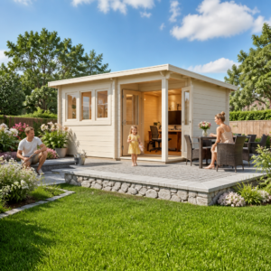 26% Rabatt ✓ 5 × 4 m | Gartenhäuschen Home Office Sam 70 | Pultdach | Terrasse | modern Unkategorisiert online kaufen