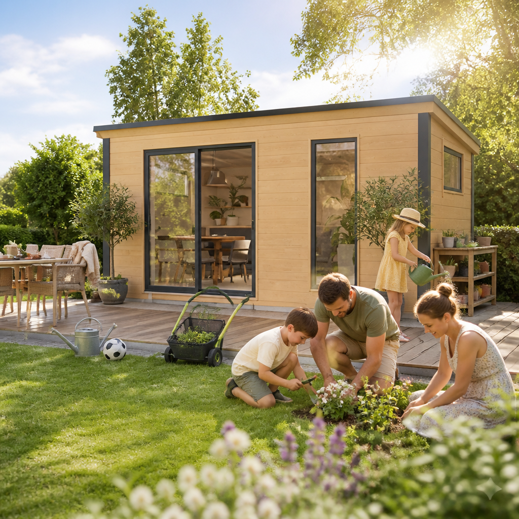 26% Rabatt ✓ 5 × 4 m | Gartenhäuschen Juist-4 | mit Schiebetüren | modern