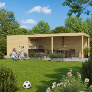 26% Rabatt ✓ 6 × 4 m | Gartenhäuschen QB-Line 9,00 m² + 600 cm Anbau | Pultdach | Flachdach | modern Unkategorisiert online kaufen