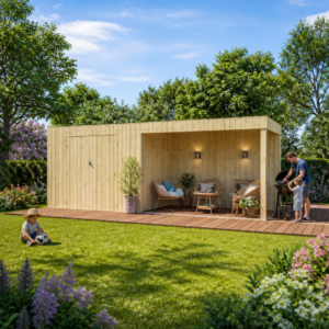 26% Rabatt ✓ 6 × 4 m | Gartenhäuschen QBV-Line 5,90 m² + 300 cm Anbau | Pultdach | Flachdach | modern Unkategorisiert online kaufen