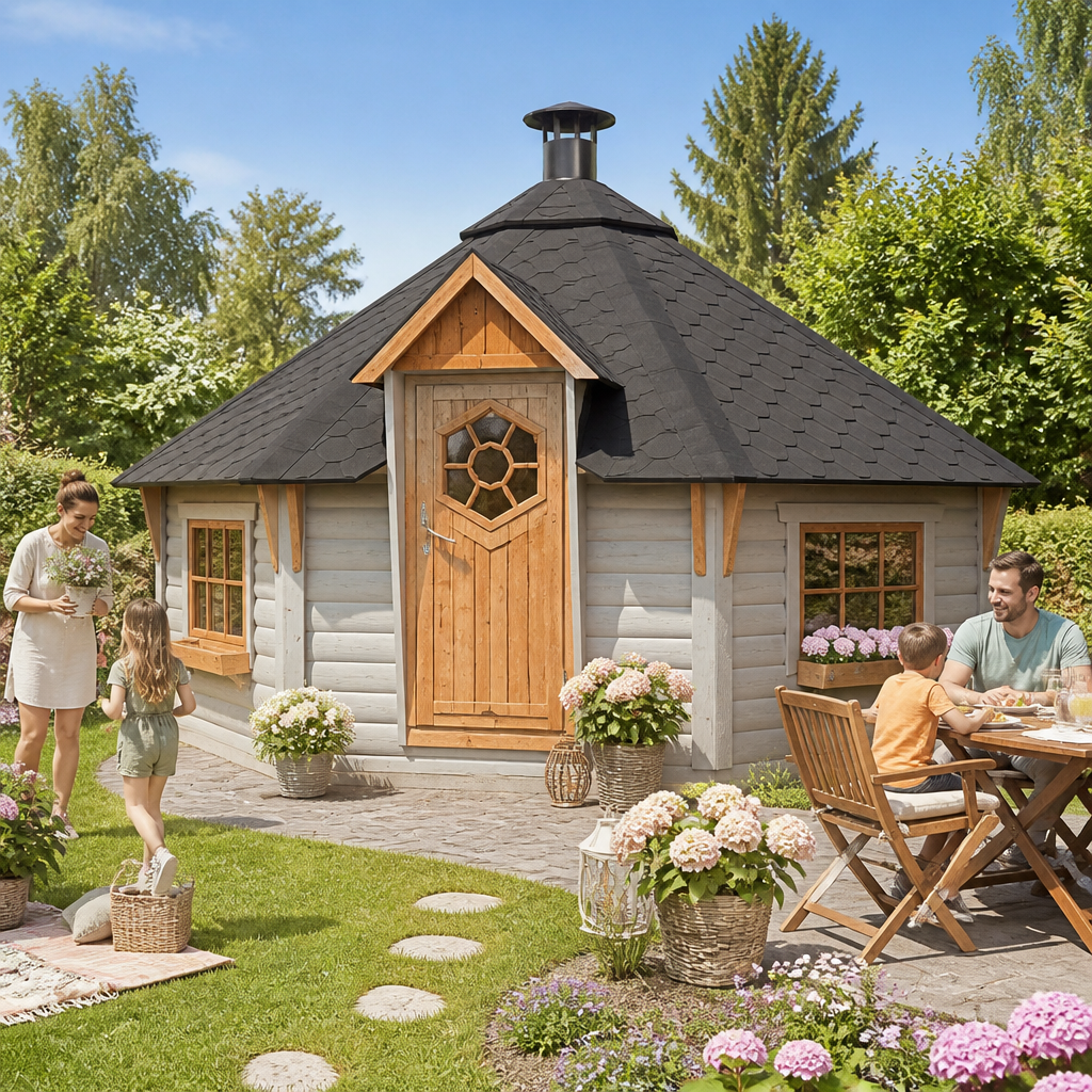 26% Rabatt ✓ 6 × 6 m | 8-Eck Grillkota Nils 17 m² | 8-eckig | 6-eckig
