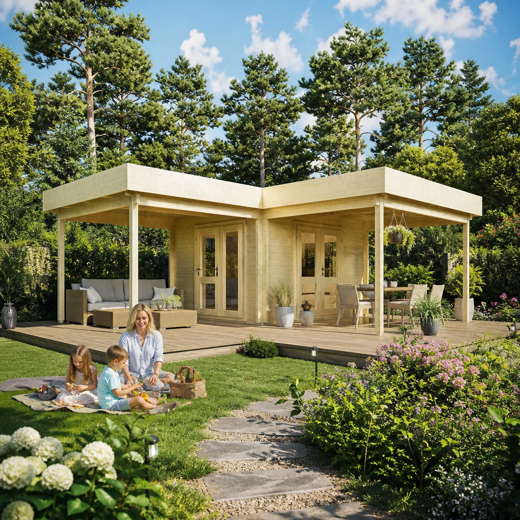 26% Rabatt ✓ 6 × 6 m | Flachdach Gartenhäuschen Holda 28 | modern