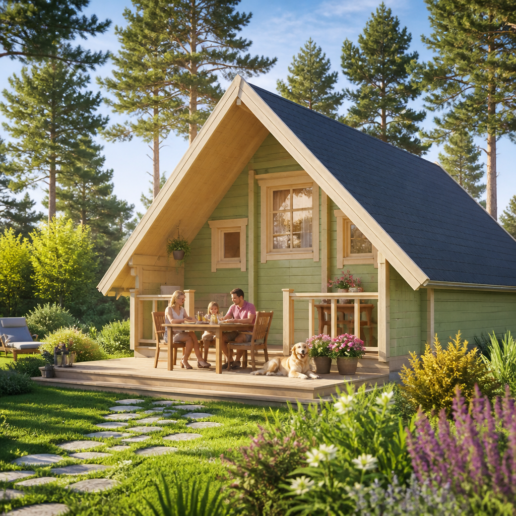 26% Rabatt ✓ 8 × 6 m | Campinghütte Eifel 44 | Terrasse