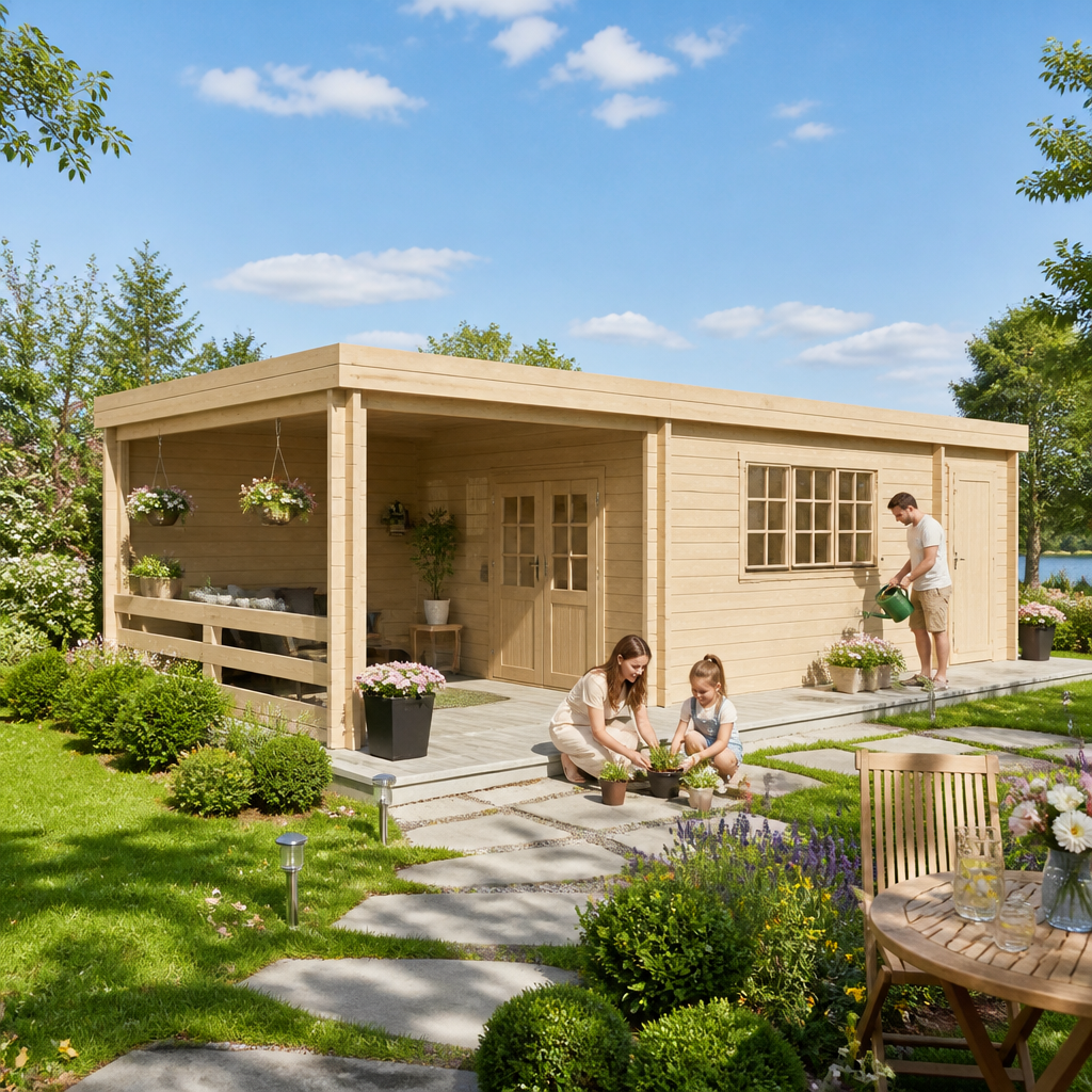 26% Rabatt ✓ 9 × 4 m | Gartenhäuschen Aksel 44 | Flachdach | modern