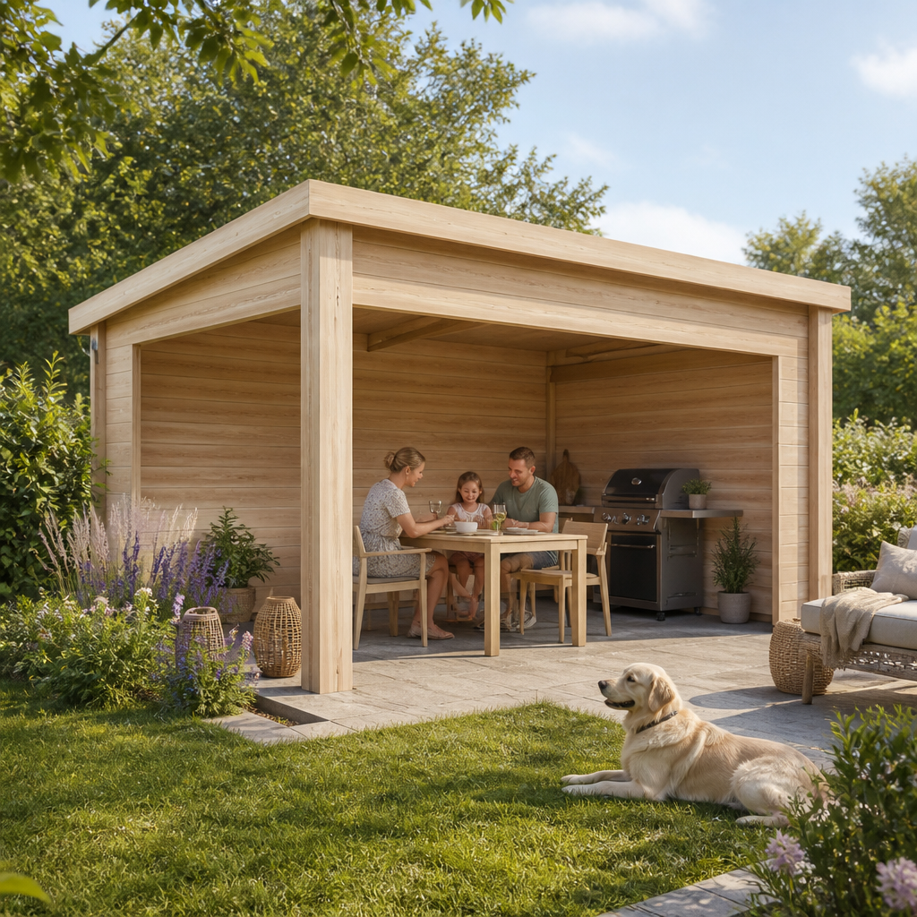 28% Rabatt ✓ 4 × 3 m | WPC Gartenlaube Lounge 12,0 m² | modern