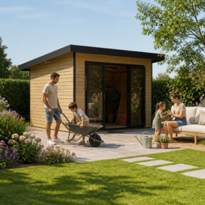 34% Rabatt ✓ 4 × 3 m | WPC Gartenhaus Sunshine Slide 12 m² | mit Schiebetüren Unkategorisiert online kaufen