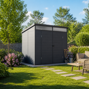 33% Rabatt ✓ 2 × 2 m | StarLine Kunststoff Gerätehaus/Geräteschuppen Mode | Pultdach | modern Unkategorisiert online kaufen