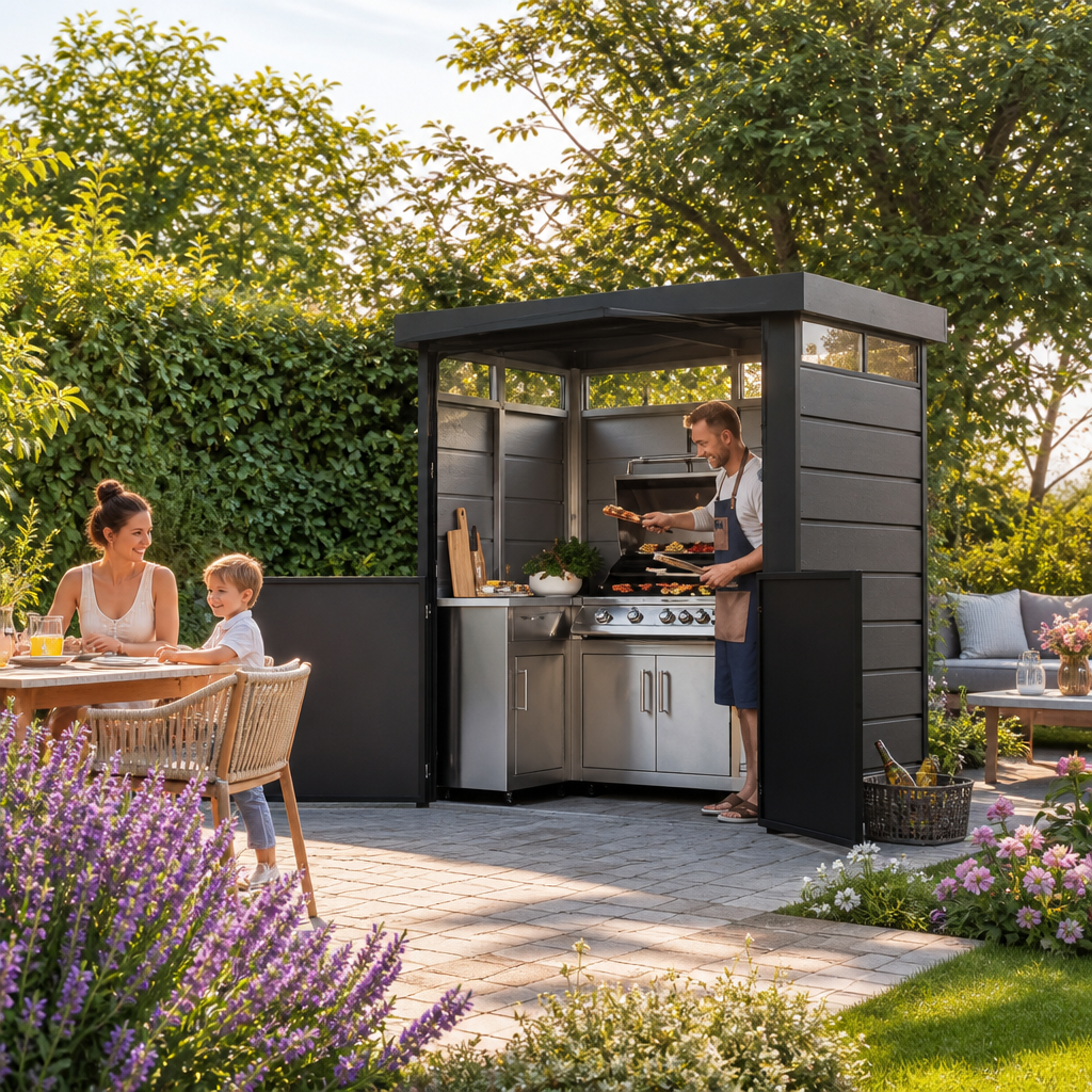 33% Rabatt ✓ Metall Grillhaus GrillCube 3,26 m² Anthraz | modern
