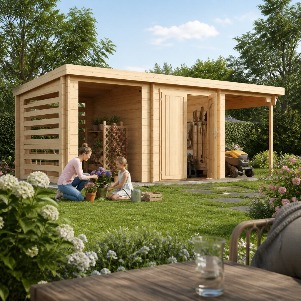 47% Rabatt ✓ 6 × 3 m | Gartenhäuschen Gardenstore 28 D, Natu